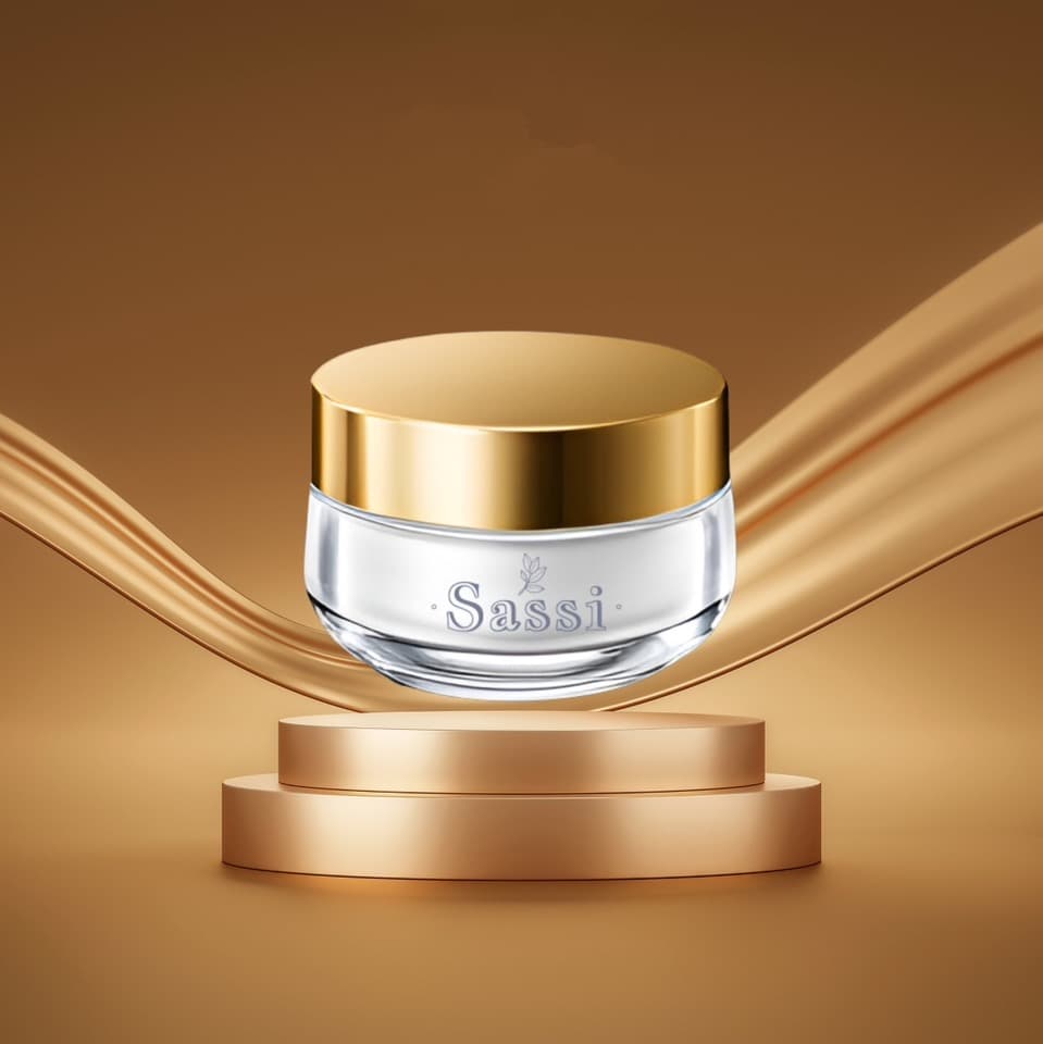 Crème Élixir Sassi — pot doré sur socle